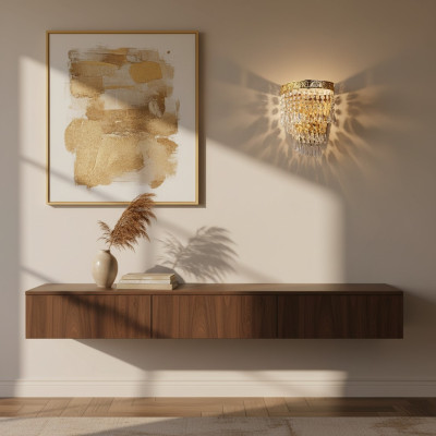 Lüster Deckenleuchter Luxus Gold Kronleuchter Deckenlampe Kristall Art