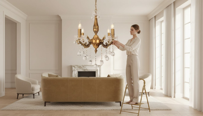Kronleuchter Deckenleuchter Luxus Gold Deckenlampe Lüster Kristall Art