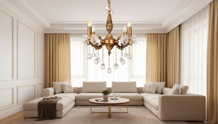 Kronleuchter Deckenleuchter Luxus Gold Deckenlampe Lüster Kristall Art