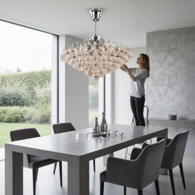 Lüster Deckenleuchter Kronleuchter Silber Deckenlampe Kristall Lampe