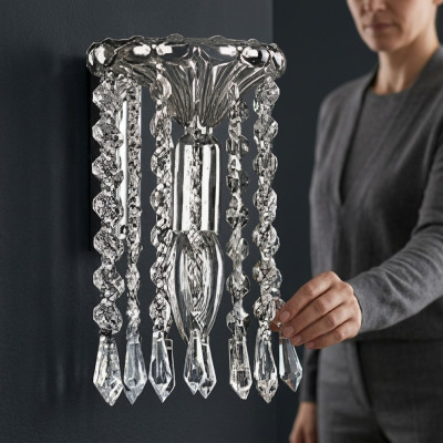 Deckenlampe Deckenleuchter Kronleuchter Silber Lüster Kristall Lampe
