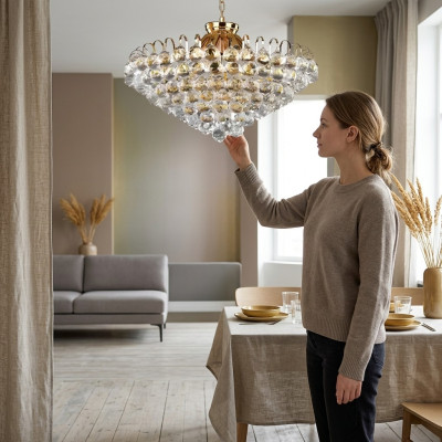 Deckenleuchter Luxus Gold Kronleuchter Deckenlampe Lüster Kristall Art