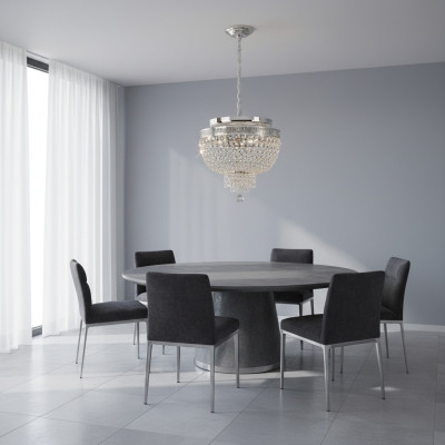 Deckenlampe Deckenleuchter Luxus Silber Kronleuchter Lüster Kristall