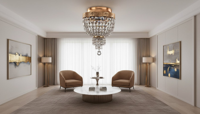 Deckenleuchter Luxus Gold Kronleuchter Deckenlampe Lüster Kristall Art