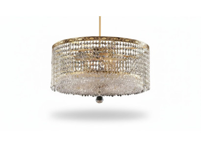 Lüster Deckenleuchter Luxus Gold Kronleuchter Runde Deckenlampe Kristall Art