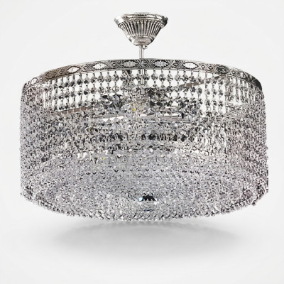 Runde Deckenlampe Deckenleuchter Luxus Silber Kronleuchter Lüster Kristall