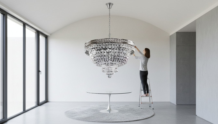 Runde Deckenlampe Kristall Deckenleuchter Luxus Silber Kronleuchter Lüster