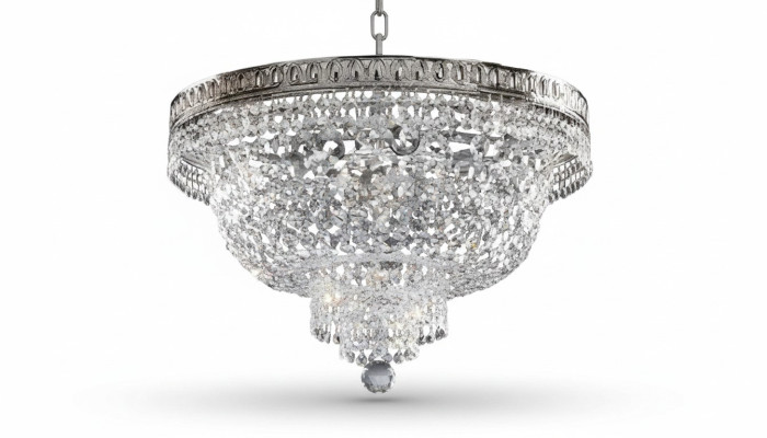 Runde Deckenlampe Kristall Deckenleuchter Luxus Silber Kronleuchter Lüster