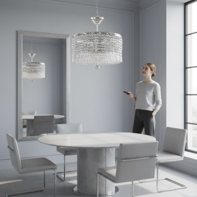 Runde Deckenlampe Kristall Deckenleuchter Luxus Silber Kronleuchter Lüster