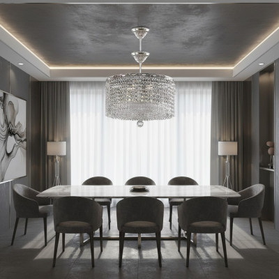 Runde Deckenlampe Kristall Deckenleuchter Luxus Silber Kronleuchter Lüster