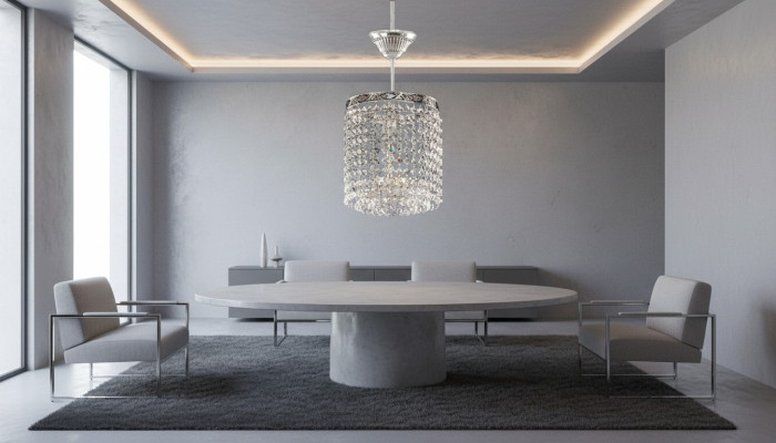 Lüster Deckenlampe Kristall Deckenleuchter Luxus Silber Kronleuchter