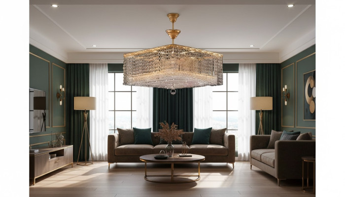 Luxus Lüster Deckenleuchter Gold Kronleuchter Deckenlampe Kristall Art