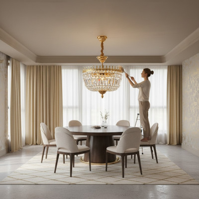 Kronleuchter Deckenleuchter Luxus Gold Deckenlampe Lüster Kristall Art