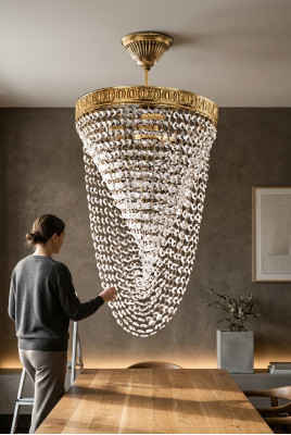 Lüster Kronleuchter Deckenleuchter Luxus Gold Deckenlampe Kristall Art