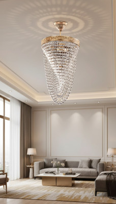 Lüster Kronleuchter Deckenleuchter Luxus Gold Deckenlampe Kristall Art