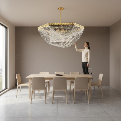 Deckenleuchter Luxus Gold Kronleuchter Deckenlampe Lüster Kristall Art