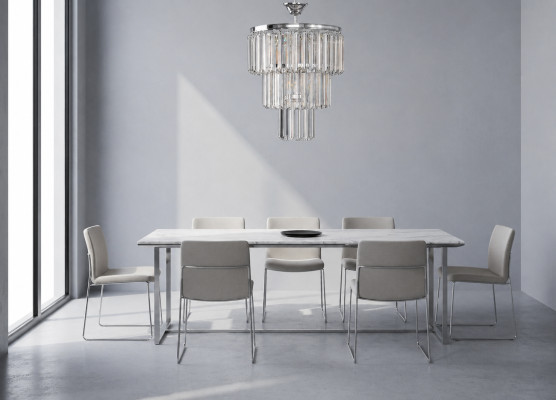 Kronleuchter Deckenleuchter Luxus Silber Deckenlampe Lüster Kristall