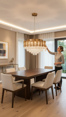 Deckenleuchter Kronleuchter Luxus Deckenlampe Lüster Kristall Runde Hängelampe