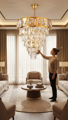 Deckenleuchter Kronleuchter Luxus Gold Deckenlampe Luster Kristall Leuchte