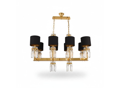 Deckenleuchter Kronleuchter Gold Deckenlampe Luster Kristall Schwarz