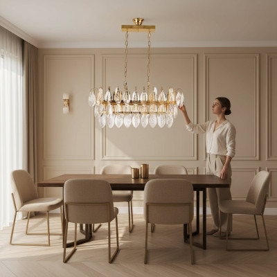 Luster Kronleuchter Deckenleuchter Luxus Gold Deckenlampe Kristall Leuchte