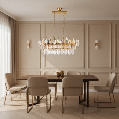 Luster Kronleuchter Deckenleuchter Luxus Gold Deckenlampe Kristall Leuchte
