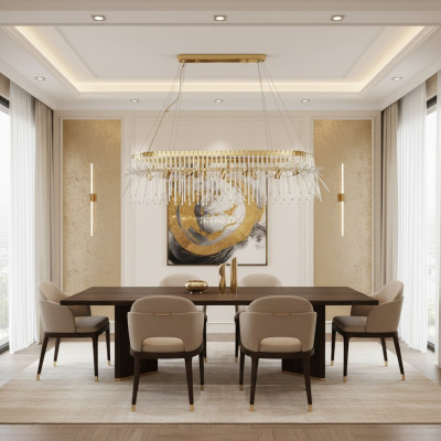 Esstisch Lampe Deckenlampe Kronleuchter Deckenleuchter Luxus Gold Lüster Glas