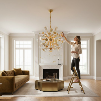 Lüster Kronleuchter Deckenleuchter Gold Deckenlampe Kristall Modern