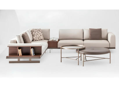 Modernes Beiges Ecksofa Luxus L-Form Couch Stoffsofas Wohnzimmermöbel