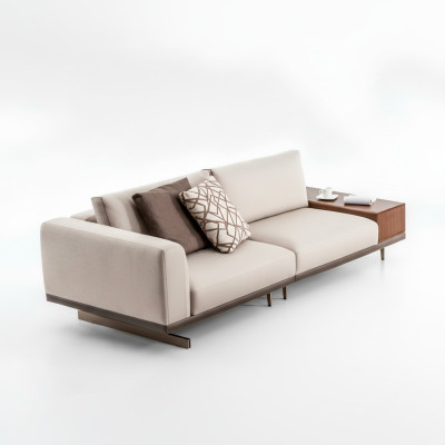 Dreisitzer Sofa 3 Sitzer Stoff Sofas Grau Modern Tisch Wohnzimmer Couch