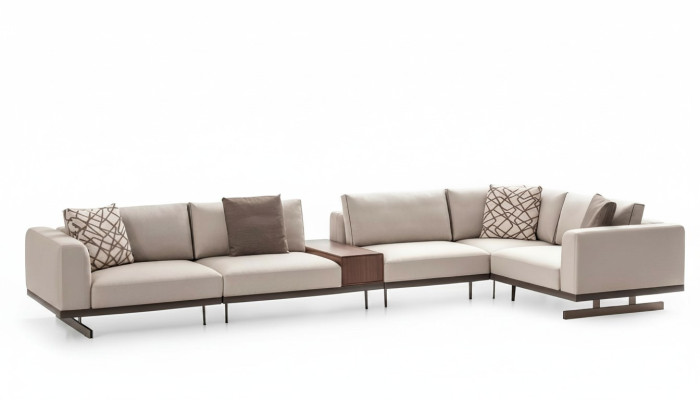 Großes Ecksofa Stoffmöbel L-Form Couchen Sofas Beige Wohnzimmermöbel