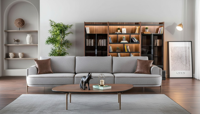 Dreisitzer Sofa 3 Sitzer Stoffsofa Sofas Modern Grau Stoff Couch Neu