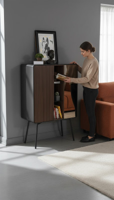 Retro Anrichte Bar Schrank Wohnzimmer Schränke Holz Weinschrank Braun
