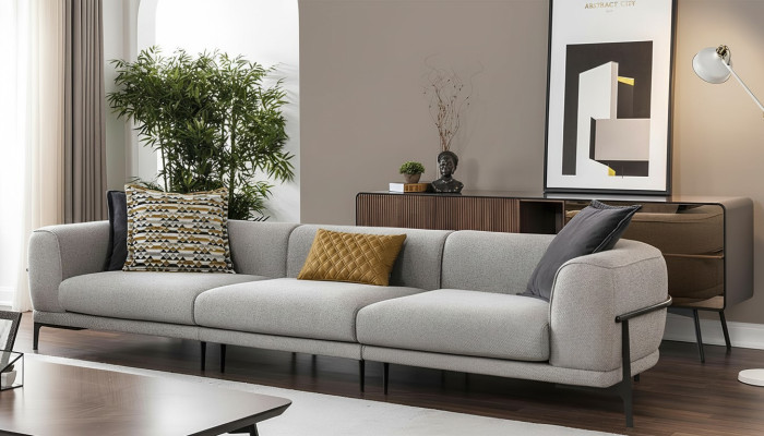 Dreisitzer Sofa 3 Sitzer Stoffsofa Sofas Modern Grau Stoff Couch Neu