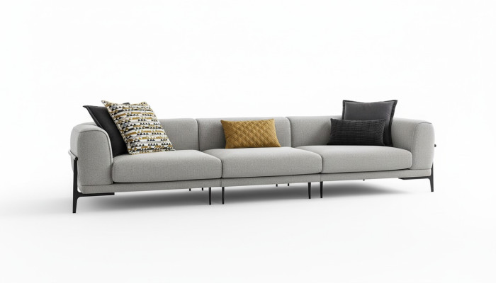 Dreisitzer Sofa 3 Sitzer Stoffsofa Sofas Modern Grau Stoff Couch Neu