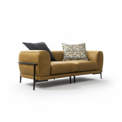 Modern Zweisitzer Sofa 2 Sitzer Sofas Modern Gelb Kunstleder Couch Design