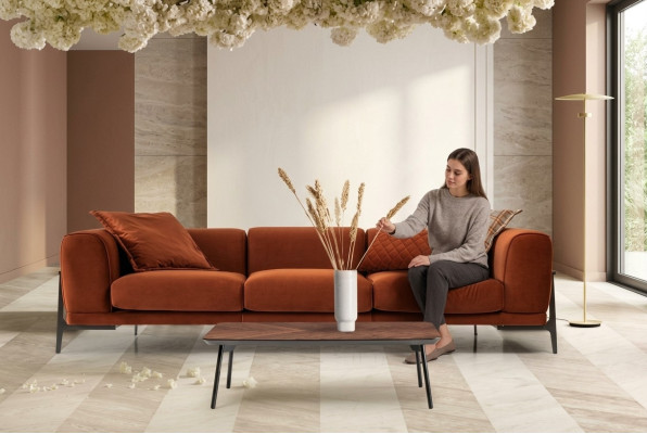 Dreisitzer Sofa 3 Sitzer Stoffsofa Sofas Modern Rot Stoff Couch Orange