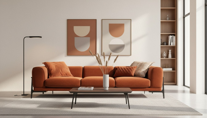 Dreisitzer Sofa 3 Sitzer Stoffsofa Sofas Modern Rot Stoff Couch Orange