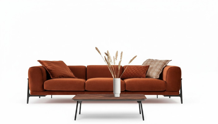 Dreisitzer Sofa 3 Sitzer Stoffsofa Sofas Modern Rot Stoff Couch Orange