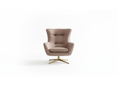 Moderner Sessel Ohrensessel Luxus Cocktailsessel Beige Kunstleder Neu
