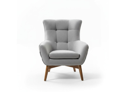 Sessel Ohrensessel Cocktailsessel Sitzer Modern Design Grau Stoff Sitz