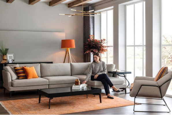 Stoffsofa Ecksofa L Form Sofa Sofas Grau Stoff Wohnzimmer Modern Eck