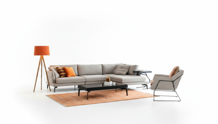 Stoffsofa Ecksofa L Form Sofa Sofas Grau Stoff Wohnzimmer Modern Eck