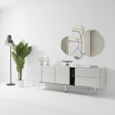 Sideboard mit Spiegel Kommode Weiß Konsoletisch Tisch Modern Holz Set