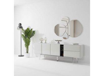 Sideboard mit Spiegel Kommode Weiß Konsoletisch Tisch Modern Holz Set