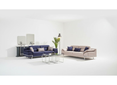 Dreisitzer Garnitur Sofagarnitur 33 Sitzer Stoff Luxus Blau Set GArnituren
