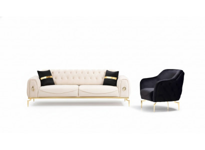 Chesterfield Edelstahlmöbel Luxus Sofagarnitur Dreisitzer Sitzgruppe