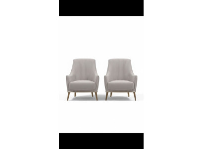 Sessel Gruppe Ohrensessel Modern Stoff Sitzer Polyester 2tlg Set Grau