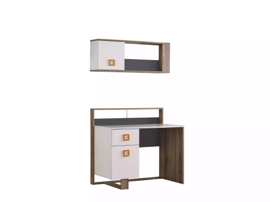 Schreibtisch Kinderzimmer Set 3tlg Regal Computer Holz Sessel Gelb Neu