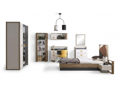 Garnitur Kinderbett Kindermöbel Kinderzimmer Bett Holz Grau Set 9tlg